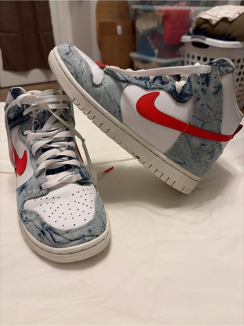 Nike White Low-Top Sneakers with Red Accent